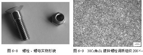 螺母實物形貌，30CrMnSi鍍鋅螺栓調(diào)質(zhì)組織200×