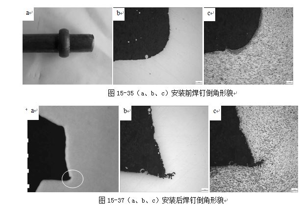 圖15-37（a、b、c）安裝后焊釘?shù)菇切蚊? /> 
</p>
<p style=